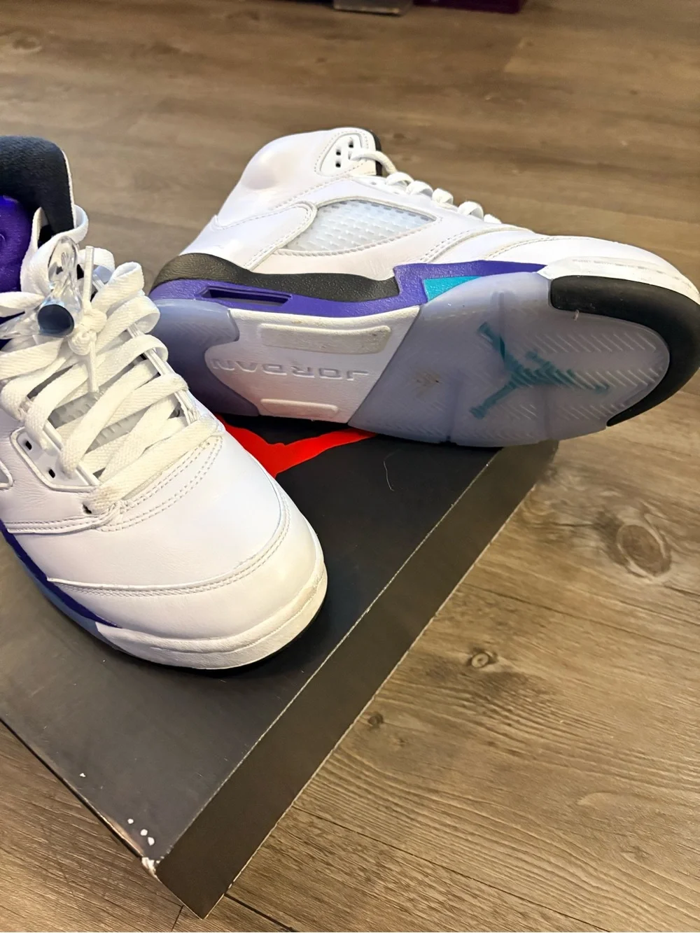 Jordan Kids White Purple Teal Basketball Sneakers